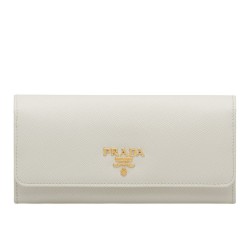 Prada Continental Wallet In White Saffiano Leather TDBS28480