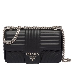 Prada Diagramme Flap Bag In Black Calfskin TDBS28182