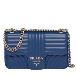 Prada Diagramme Flap Bag In Blue Calfskin TDBS28183