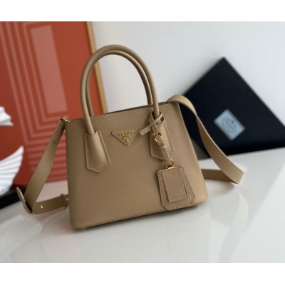 Prada Double Mini Bag In Beige Saffiano Leather TDBS28301