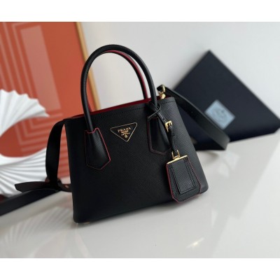 Prada Double Mini Bag In Black Saffiano Leather TDBS28302