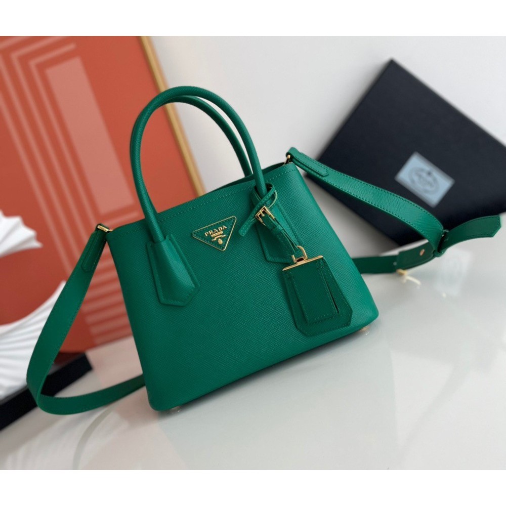 Prada Double Mini Bag In Green Saffiano Leather TDBS28303