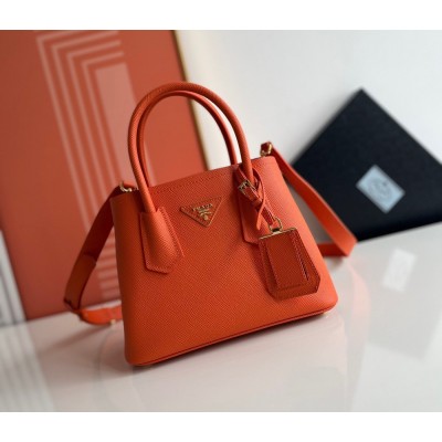 Prada Double Mini Bag In Orange Saffiano Leather TDBS28304