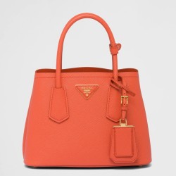 Prada Double Mini Bag In Orange Saffiano Leather TDBS28304