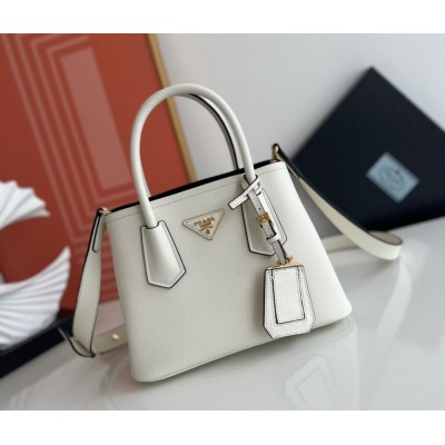 Prada Double Mini Bag In White Saffiano Leather TDBS28305