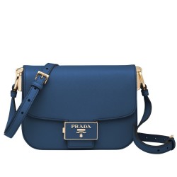 Prada Embleme Bag In Blue Saffiano Leather TDBS28308