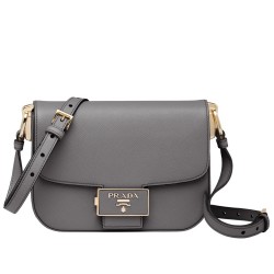 Prada Embleme Bag In Grey Saffiano Leather  TDBS28309