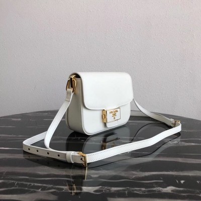 Prada Embleme Bag In White Saffiano Leather  TDBS28312