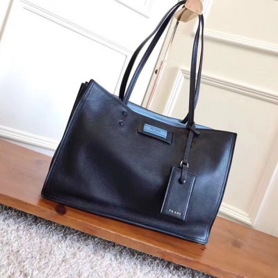 Prada Etiquette Tote Bag In Black Calf Leather TDBS28413