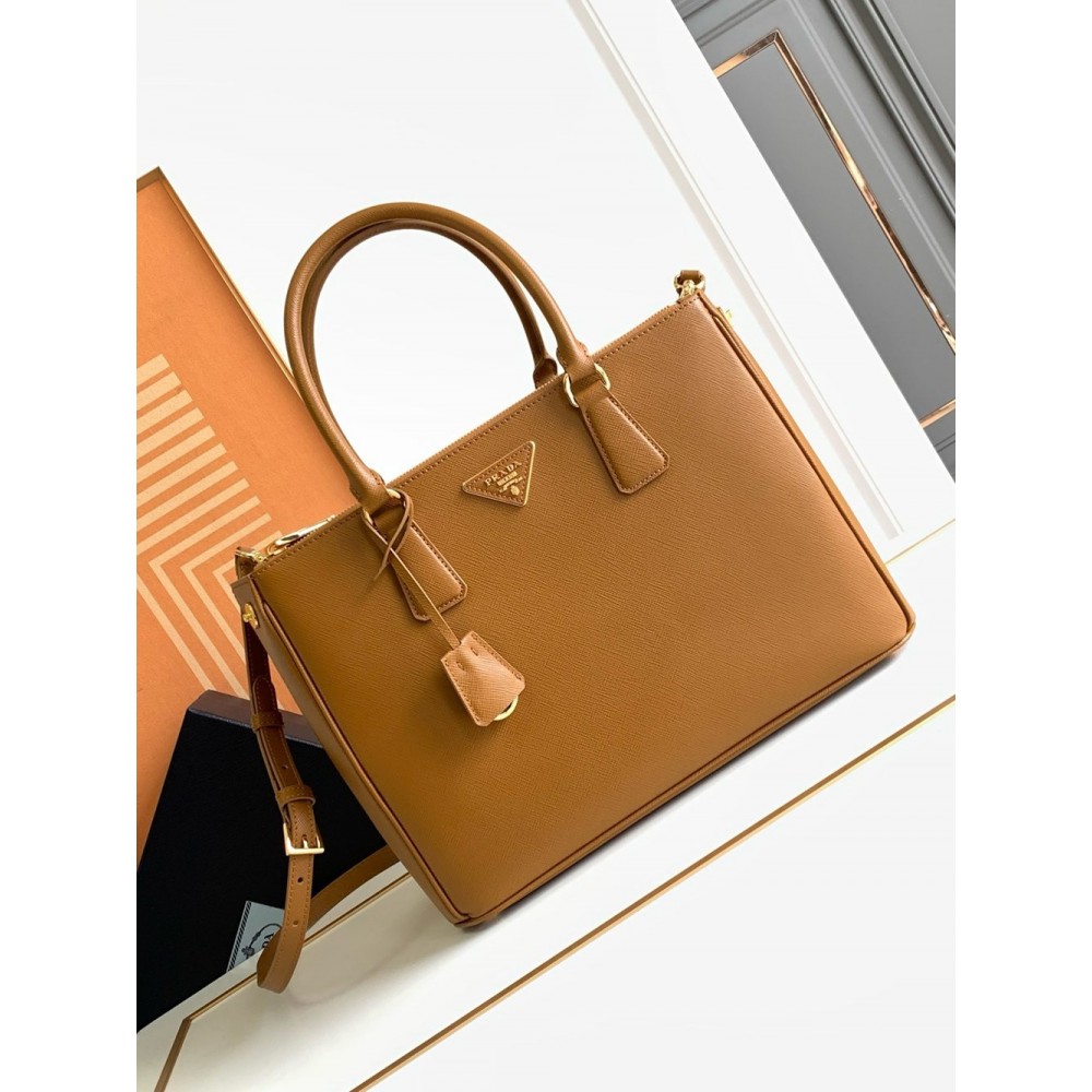 Prada Galleria Large Bag In Brown Saffiano Leather TDBS28198