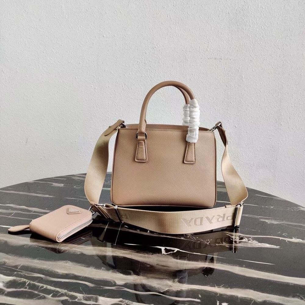 Prada Galleria Micro Bag In Beige Saffiano Leather TDBS28199