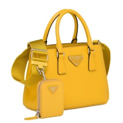 Prada Galleria Micro Bag In Yellow Saffiano Leather TDBS28201