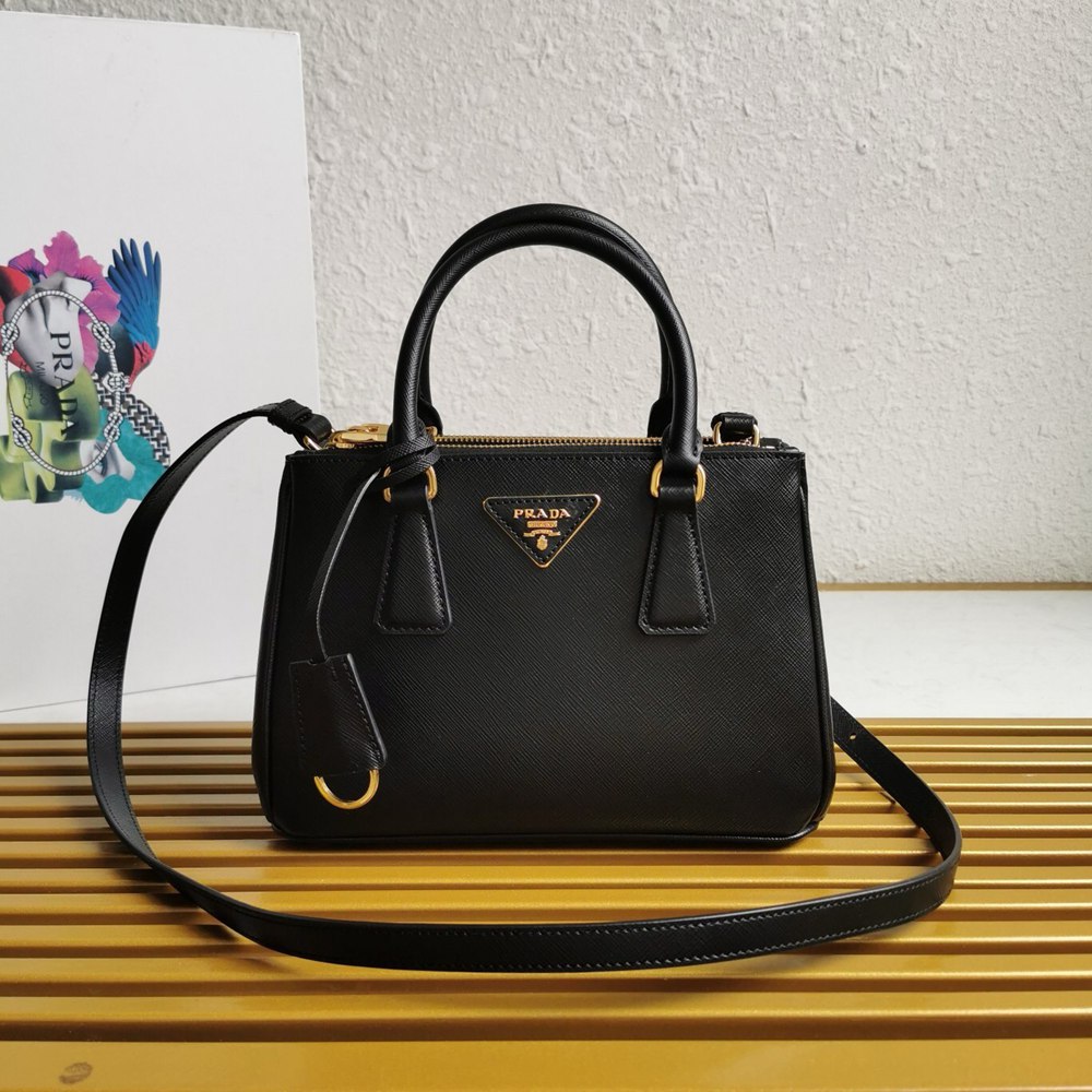 Prada Galleria Small Bag in Black Saffiano Leather TDBS28202