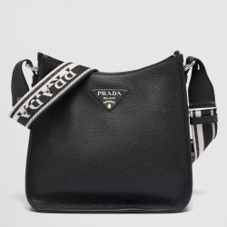 Prada Hobo Bag in Black Grained Leather TDBS28231