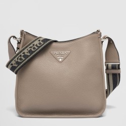 Prada Hobo Bag in Grey Grained Leather TDBS28232