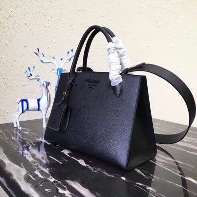 Prada Large Monochrome Bag In Black Saffiano Leather TDBS28313