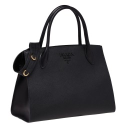 Prada Large Monochrome Bag In Black Saffiano Leather TDBS28313