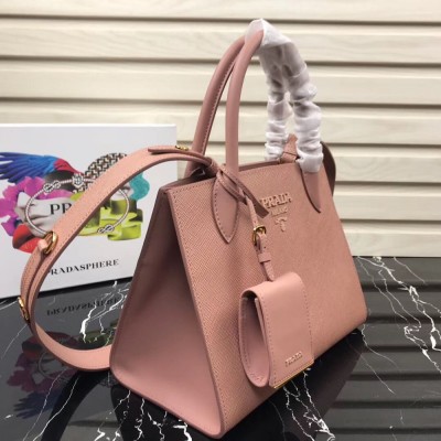 Prada Large Monochrome Bag In Nude Saffiano Leather TDBS28315