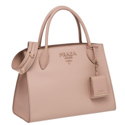 Prada Large Monochrome Bag In Nude Saffiano Leather TDBS28315