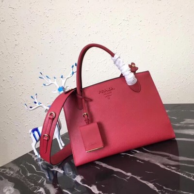 Prada Large Monochrome Bag In Red Saffiano Leather TDBS28316