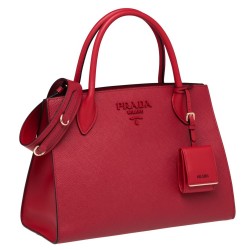 Prada Large Monochrome Bag In Red Saffiano Leather TDBS28316