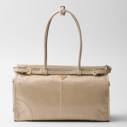 Prada Large Tote Bag in Beige Soft Leather TDBS28419