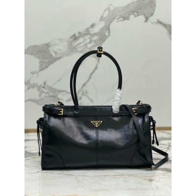 Prada Large Tote Bag in Black Soft Leather TDBS28423