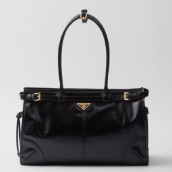 Prada Large Tote Bag in Black Soft Leather TDBS28423