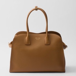 Prada Large Tote Bag in Brown Leather with Buckles TDBS28426