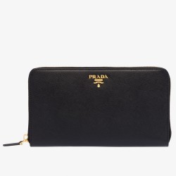 Prada Large Zipped Wallet In Black Saffiano Leather TDBS28481