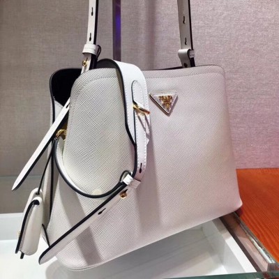 Prada Matinee Small Bag In White Saffiano Leather TDBS28324