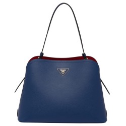 Prada Matinee Tote Bag In Blue Saffiano Leather TDBS28431