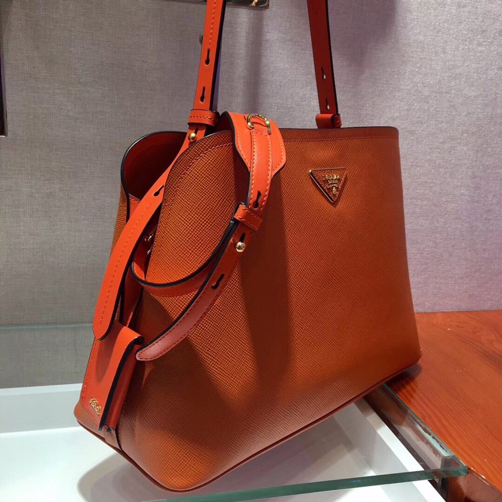 Prada Matinee Tote Bag In Orange Saffiano Leather TDBS28432