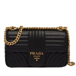 Prada Medium Diagramme Flap Bag In Black Calfskin TDBS28187