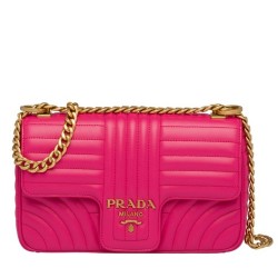 Prada Medium Diagramme Flap Bag In Rose Red Calfskin TDBS28189