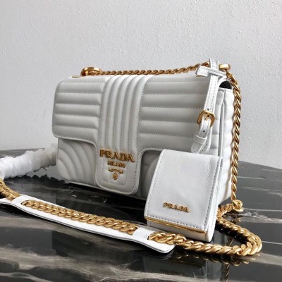 Prada Medium Diagramme Flap Bag In White Calfskin TDBS28190