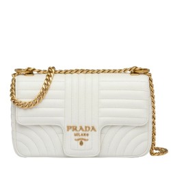 Prada Medium Diagramme Flap Bag In White Calfskin TDBS28190