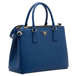 Prada Medium Galleria Bag In Blue Saffiano Leather TDBS28205