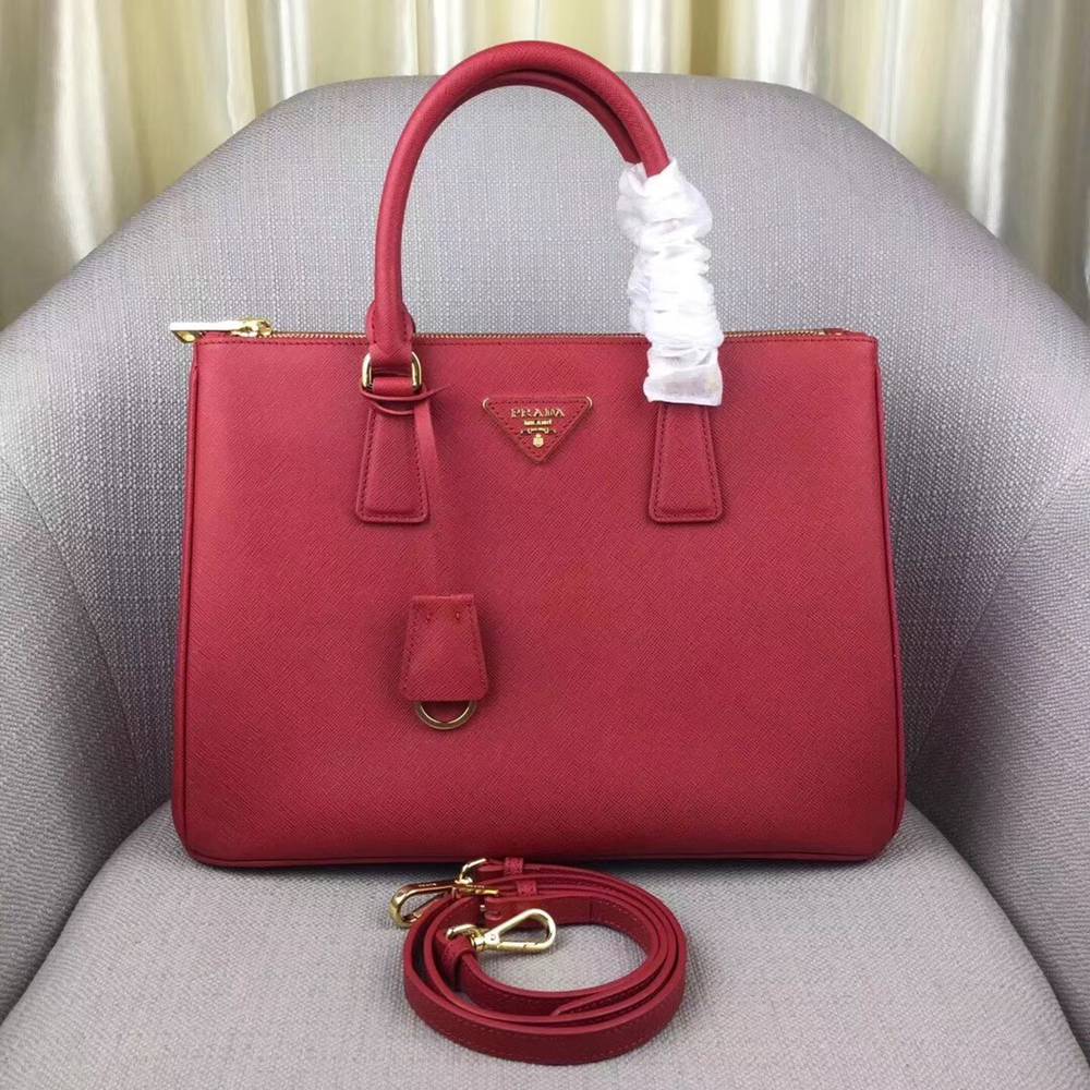 Prada Medium Galleria Bag In Red Saffiano Leather TDBS28208