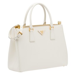 Prada Medium Galleria Bag In White Saffiano Leather TDBS28209