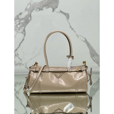 Prada Medium Tote Bag in Beige Soft Leather TDBS28436