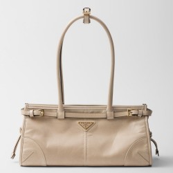 Prada Medium Tote Bag in Beige Soft Leather TDBS28436