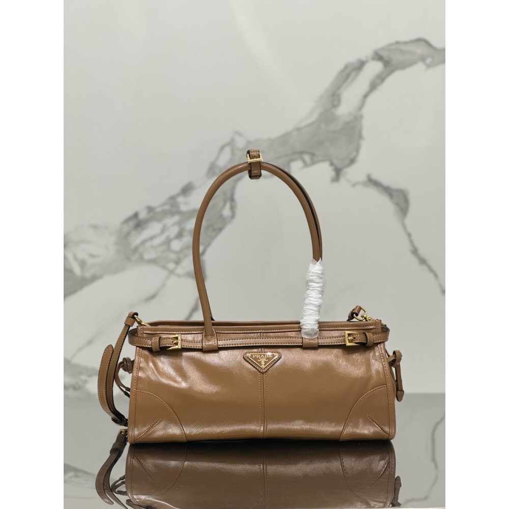 Prada Medium Tote Bag in Brown Soft Leather TDBS28438