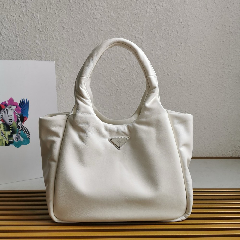 Prada Medium Tote Bag in White Nappa Leather TDBS28440