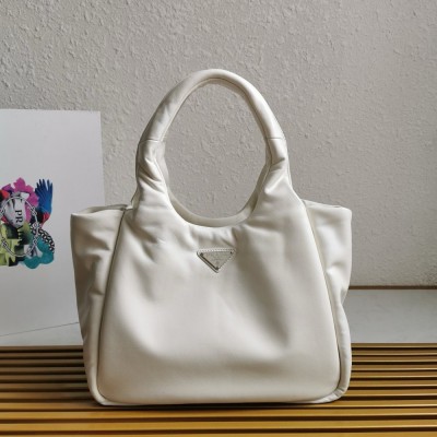 Prada Medium Tote Bag in White Nappa Leather TDBS28440