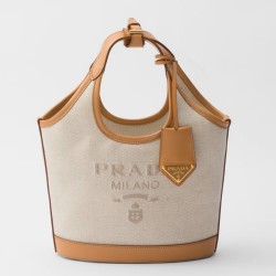 Prada Mini Buckle Bag in Linen Blend and Leather  TDBS28407