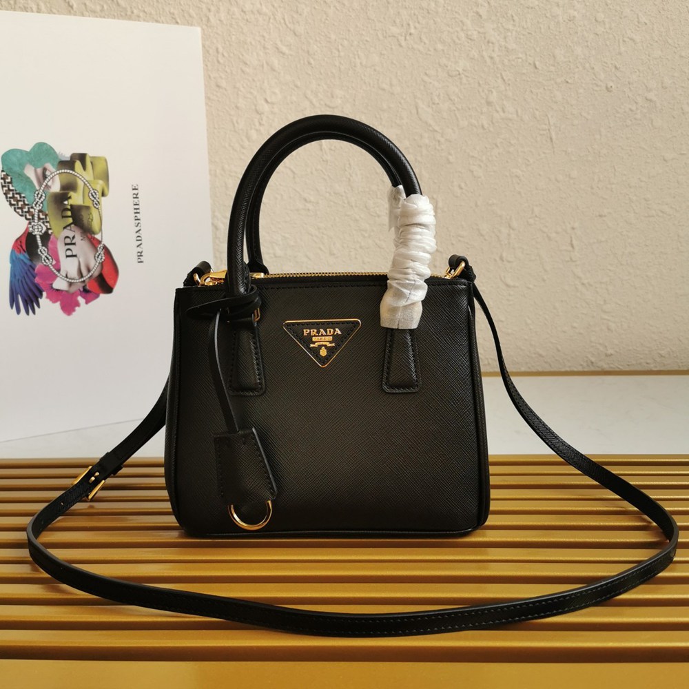 Prada Mini Galleria Bag In Black Saffiano Leather TDBS28211