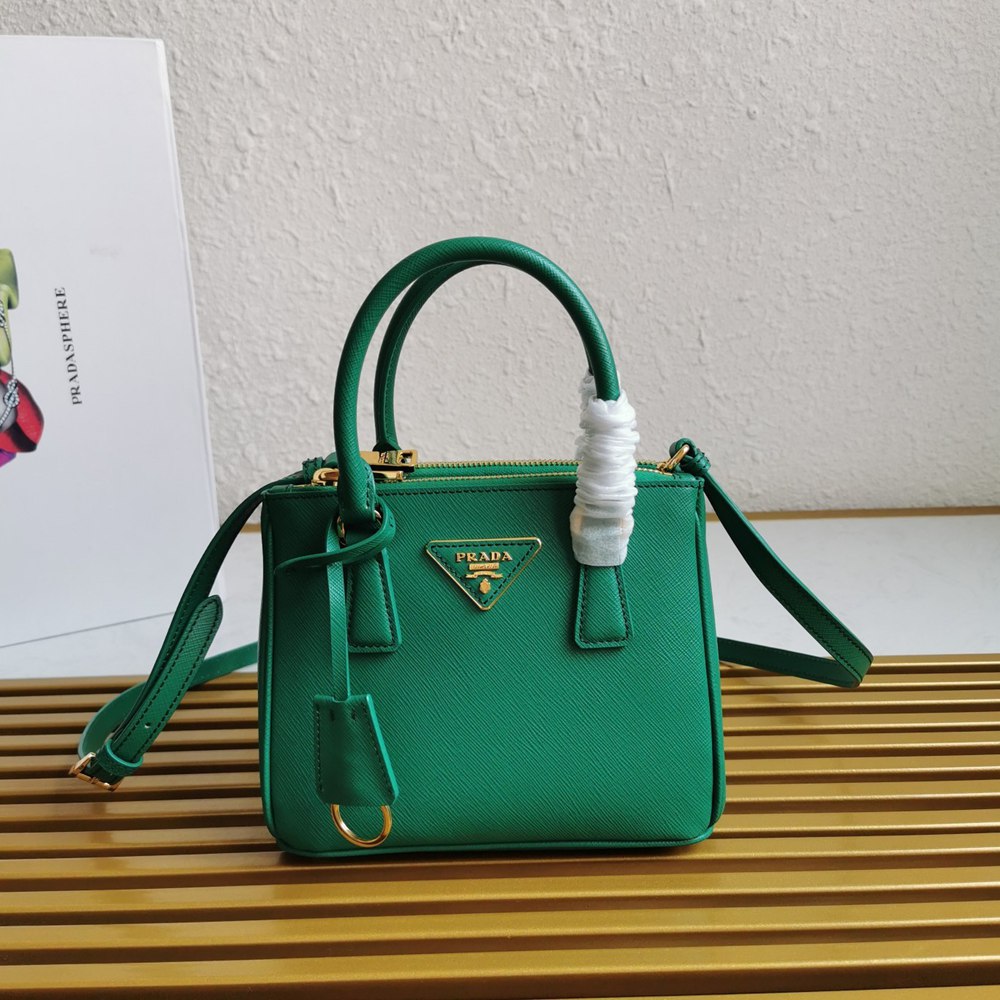 Prada Mini Galleria Bag In Green Saffiano Leather TDBS28212