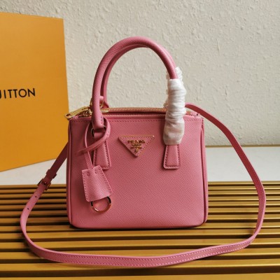 Prada Mini Galleria Bag In Pink Saffiano Leather TDBS28214