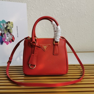 Prada Mini Galleria Bag In Red Saffiano Leather TDBS28216